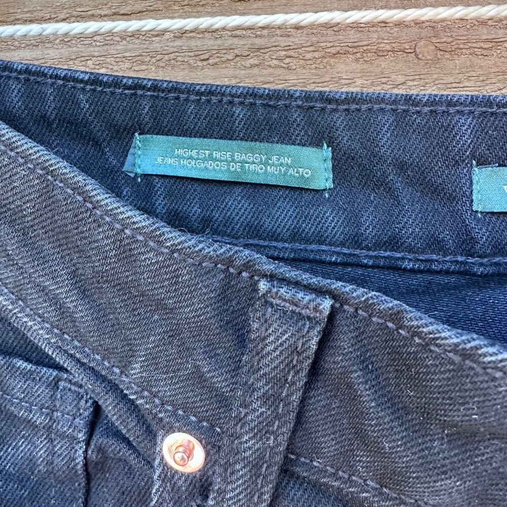 Wild Fable High-Rise Black Baggy Jeans With Distressed Knees Size 8/29 Cotton Bl - Picture 8 of 14